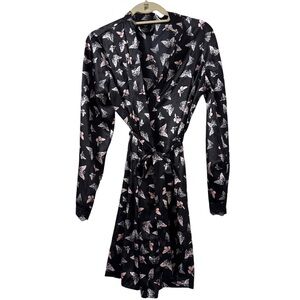 Apt. 9 Womens Butterfly Silky Robe Small Pink Black Fairycore Whimsical Fantasy‎
